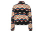 Eine schwarze Fleecejacke mit Navajo-Muster.