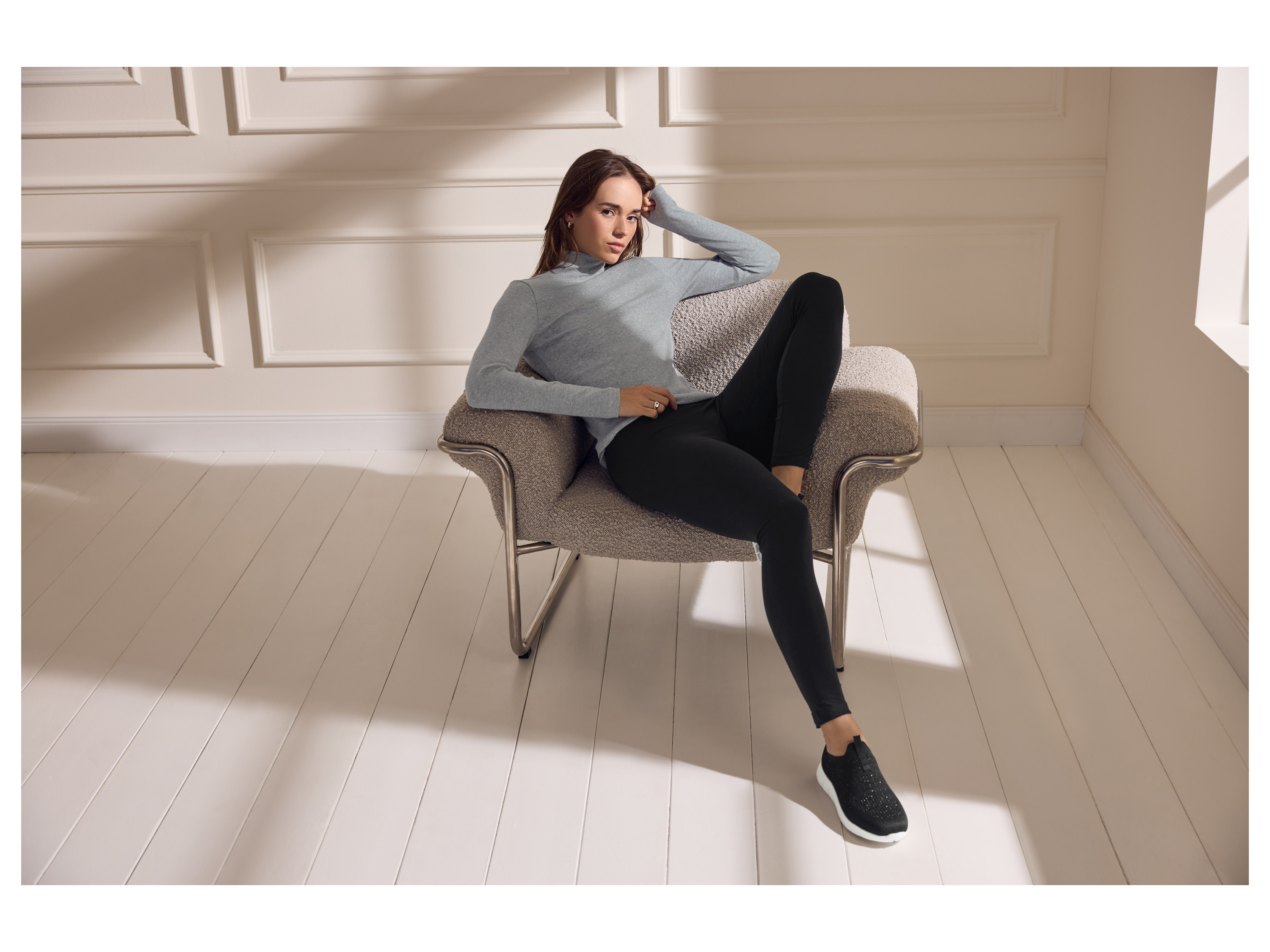 Thumbnail - esmara® Damen Langarmshirt Rollkragen (Grau, L(44/46))