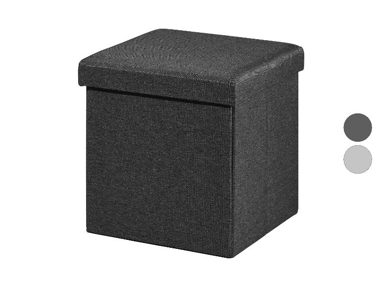 Dunkelgraue faltbare Aufbewahrungsbox mit Deckel, mit Stoffmuster.
