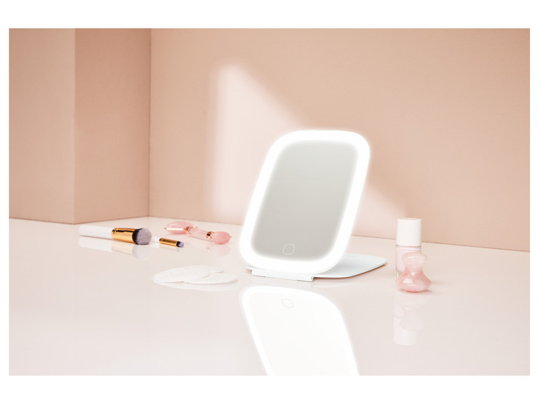 Gehe zu Vollbildansicht: CIEN Beauty LED-Kosmetikspiegel, klappbar, mit Akku und 3 Lichtfarben - Bild 18