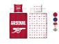 Fußball-Bettwäsche-Set, rot-weiß, mit „ARSENAL“-Schriftzug und Kanonen-Logo.
