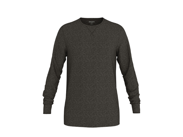 Dunkelgraues Langarmshirt für Herren mit Rundhalsausschnitt.