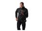 Mann in schwarzer Laufjacke und Leggings, im Laufschritt, blickt nach vorne.