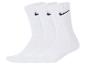 Drei Paar weiße Sportsocken mit schwarzem Logo.