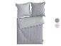 MICHALSKY Bettwäsche mit grau-weißem geometrischem Muster und unifarbenem Grau, mit zwei Kissen.