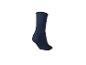 Eine dunkelblaue Socke mit geripptem Rand