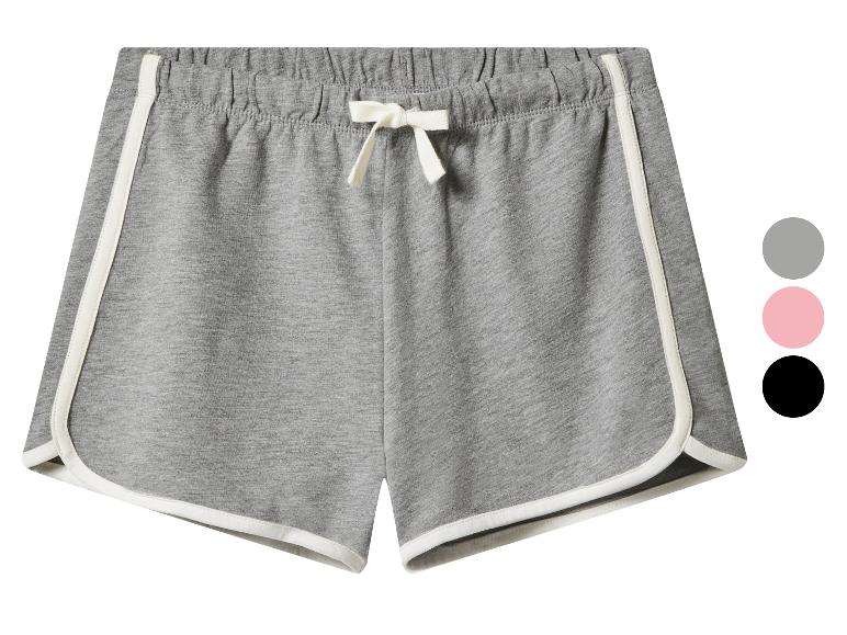 Graue Sweatshorts mit weißen Streifen und Kordelzug, mit drei Farboptionen.