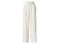 Damen-Hose mit weitem Bein in Off-White mit elastischem Bund und Kordelzug.