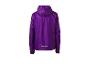 Lila Regenjacke mit Kapuze und reflektierendem Element, Rückansicht