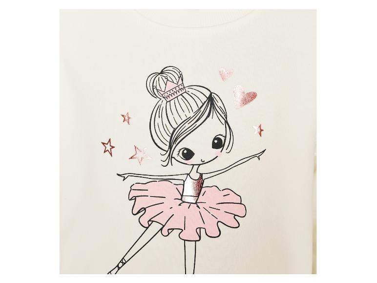 Weißes T-Shirt mit einem Ballerina-Druck mit Krone.