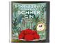 Gin-Flaschenetikett mit tropischer Gartenillustration, Text „Sommer Gin“, 0,5L, 43% vol und Goldmedaille.