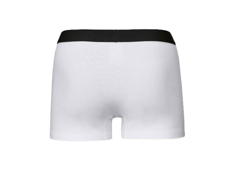 Weiße Herren-Boxershorts mit schwarzem Gummibund, Rückansicht