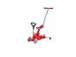Roter 3-in-1 Kinderroller mit Sitz und Schiebegriff.
