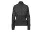 Schwarze Damen-Sportjacke mit dezentem Muster und Reißverschluss.