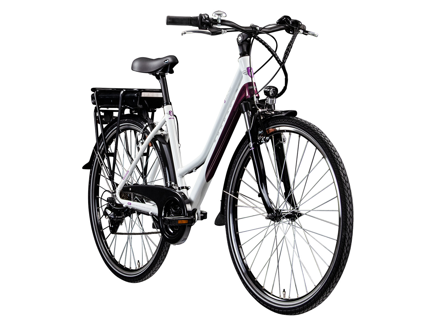 ZÜNDAPP E-Bike Trekkingrad »Z802 700c«, 28 Zoll, Damen (weiss/lila)