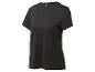 Schwarzes kurzärmeliges Sport-T-Shirt mit dezentem Lochmuster.
