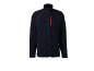 Dunkelblaue Fleecejacke mit rotem Reißverschluss und roten Nähten