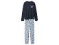Stitch Herrenpyjama mit marineblauem Langarmshirt und bedruckter Hose.