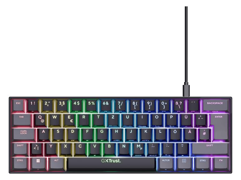 RGB-Gaming-Tastatur mit Hintergrundbeleuchtung, Draufsicht