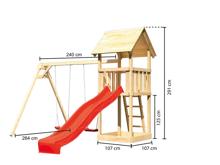 Gehe zu Vollbildansicht: Akubi Spielturm »Lotti« mit Rutsche, Massivholz - Bild 22