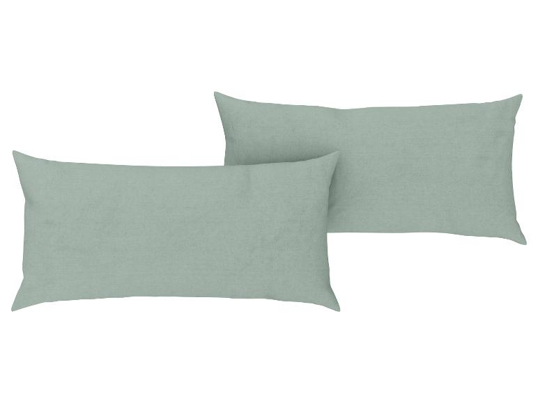 Zwei rechteckige Kissen in grün-grau.