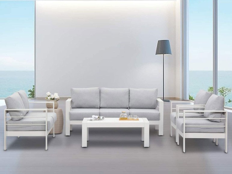 Gehe zu Vollbildansicht: MeXo Gartenmöbel 7-Sitzer Lounge-Set Aluminium inkl. Polster - Bild 20