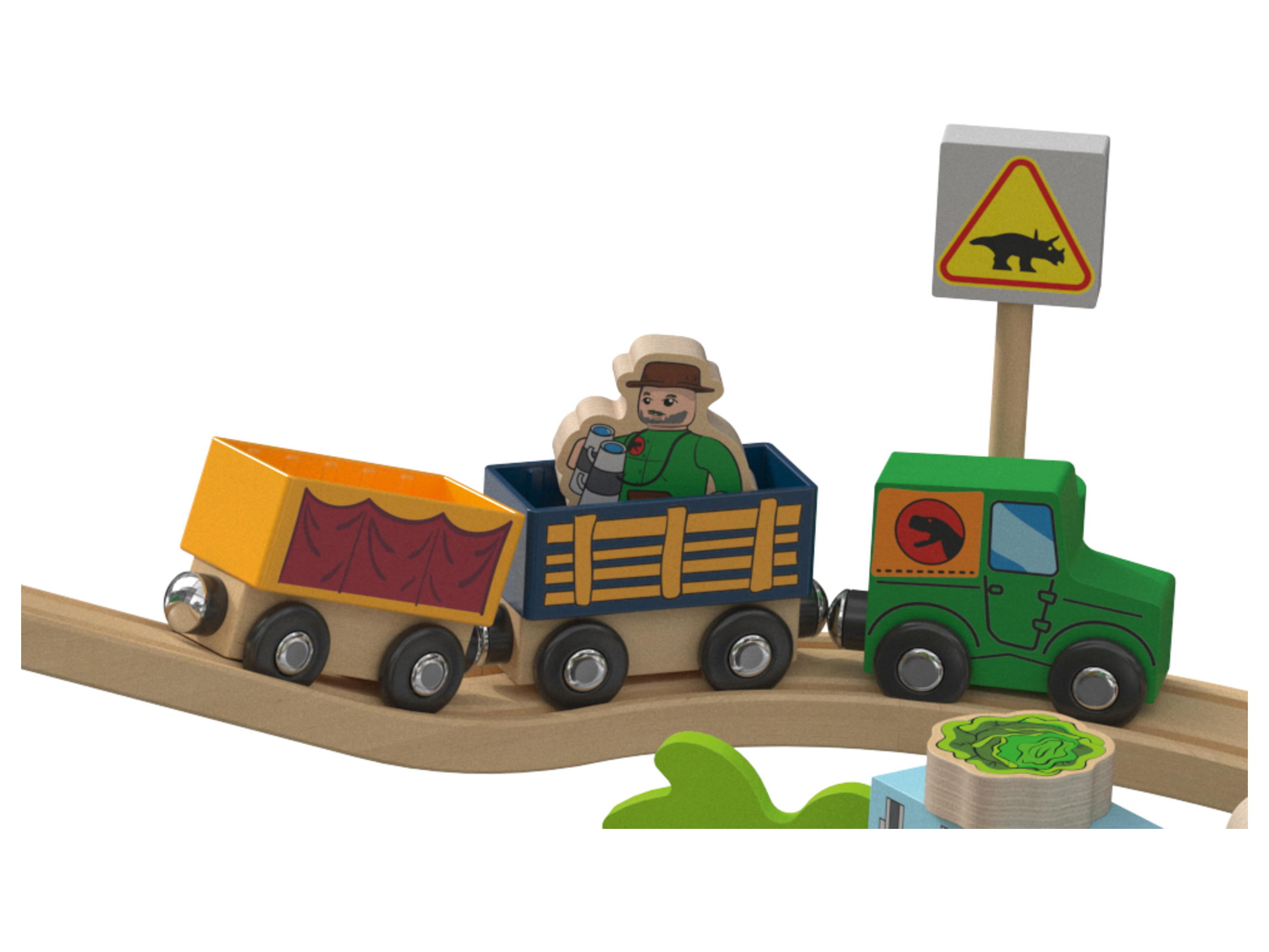 Thumbnail - lupilu® Holzeisenbahn-Set »Farm / Dinosaurier« (Dinosaurier-Set)