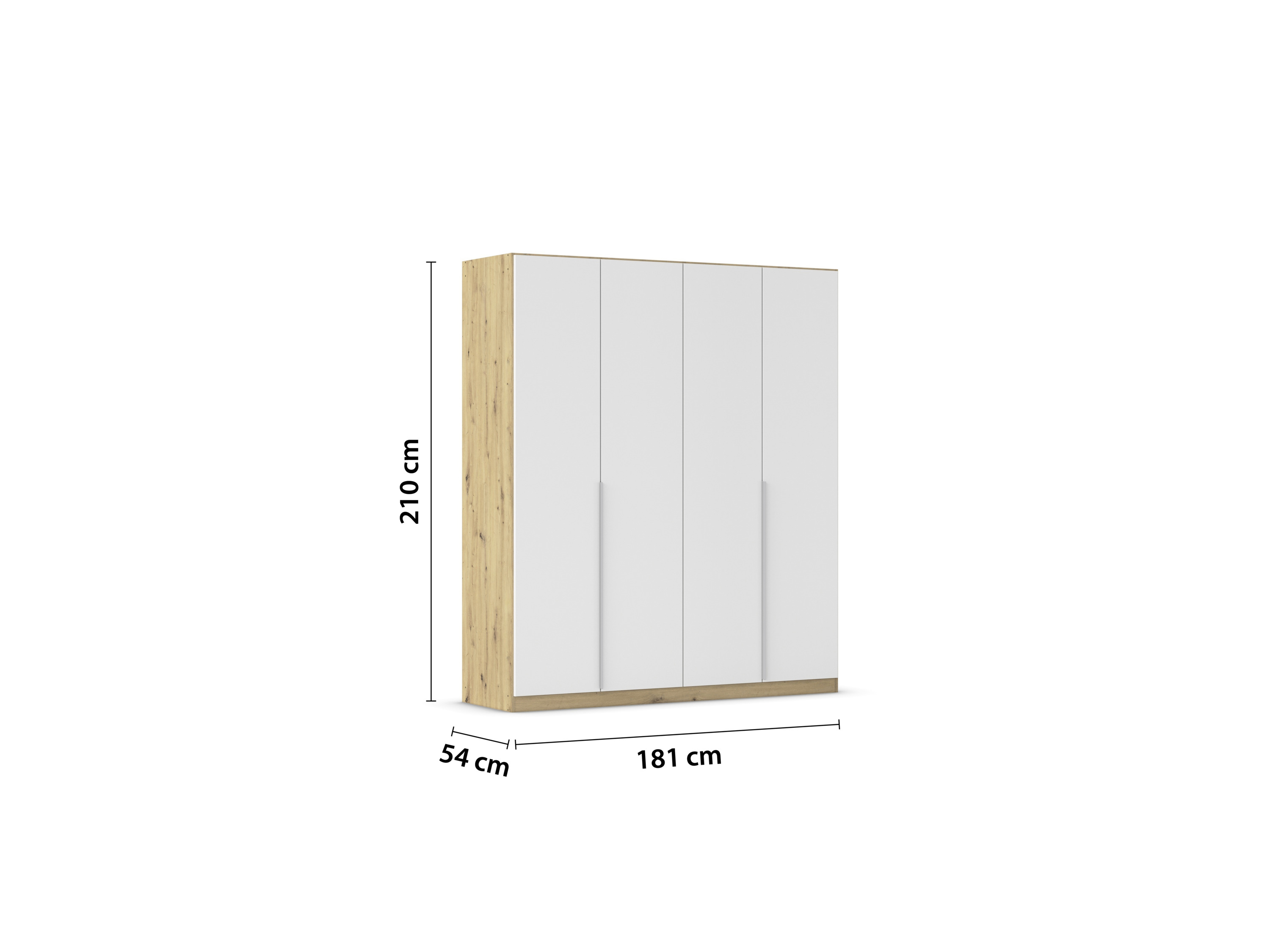 Thumbnail - rauch ORANGE Drehtürenschrank Alabama (Basic-Zubehör, Weiß/Eiche Artisan, Griffe Alu, 181 x 210 cm)
