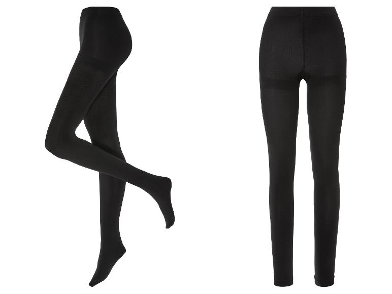 Schwarze Strumpfhosen mit einem detaillierten Muster.