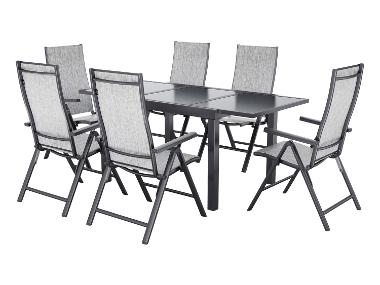 LIVARNO® Alu-Set »Houston«, 7-teilig - Ausziehtisch & 6 Klappsessel, hellgrau-meliert