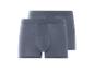 Zwei graue Baumwoll-Boxershorts.