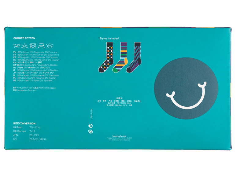Gehe zu Vollbildansicht: Happy Socks Damen Herren Geschenkebox, 3 Paar Socken, mit Baumwolle - Bild 25