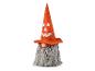 Halloween-Zwerg mit orangefarbenem Kürbisgesichtshut und grauem Bart
