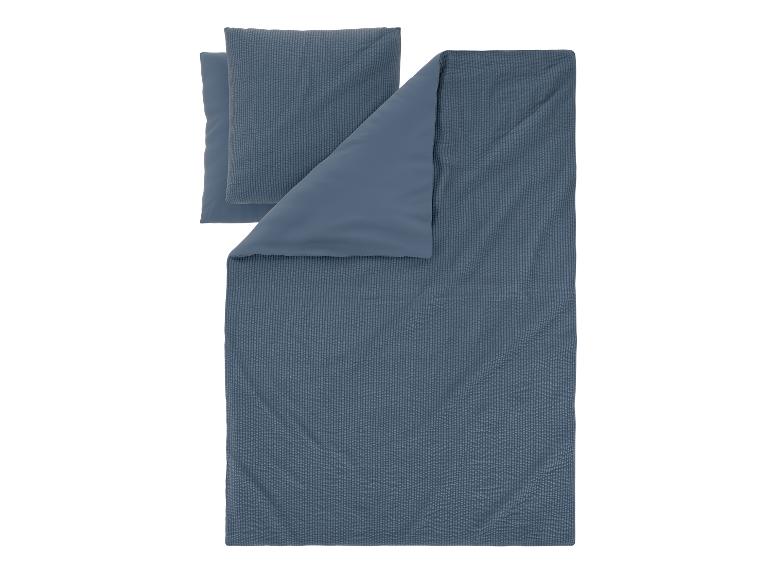 Blauer Bettbezug- und Kissen-Set mit gestreifter Textur