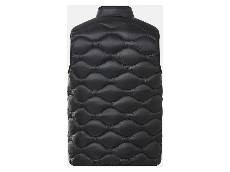 Schwarze Steppweste mit Wellenmuster.