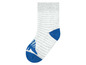 Gestreifte Socken mit blauen Details.