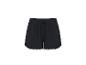 Schwarze Shorts mit Kordelzug in der Taille und Pomponbesatz.