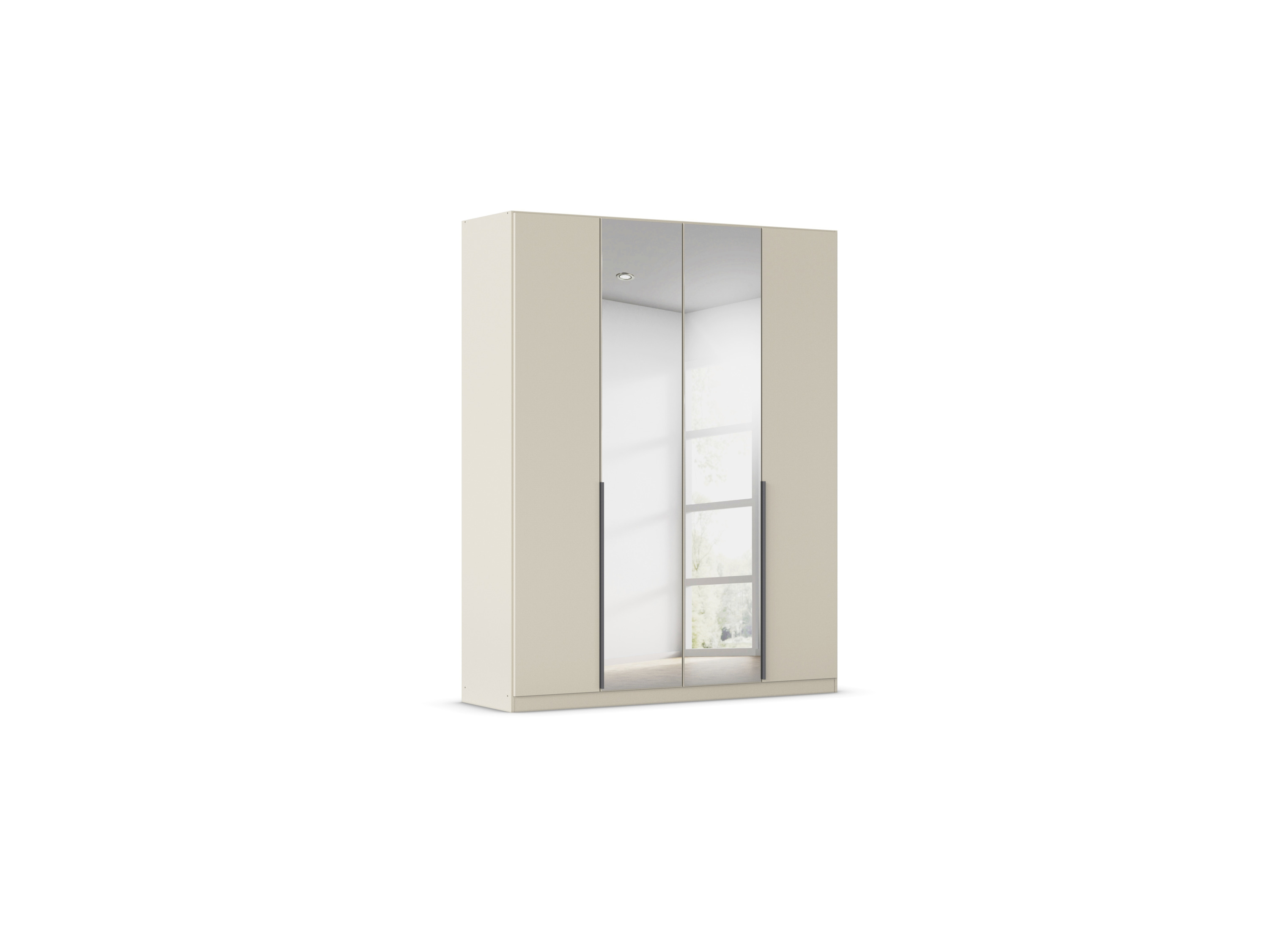 RAUCH ORANGE Drehtürenschrank Alabama mit Spiegel (Premium-Zubehör, Beige-Champagner, Griffe Grau, 181 x 229 cm)""