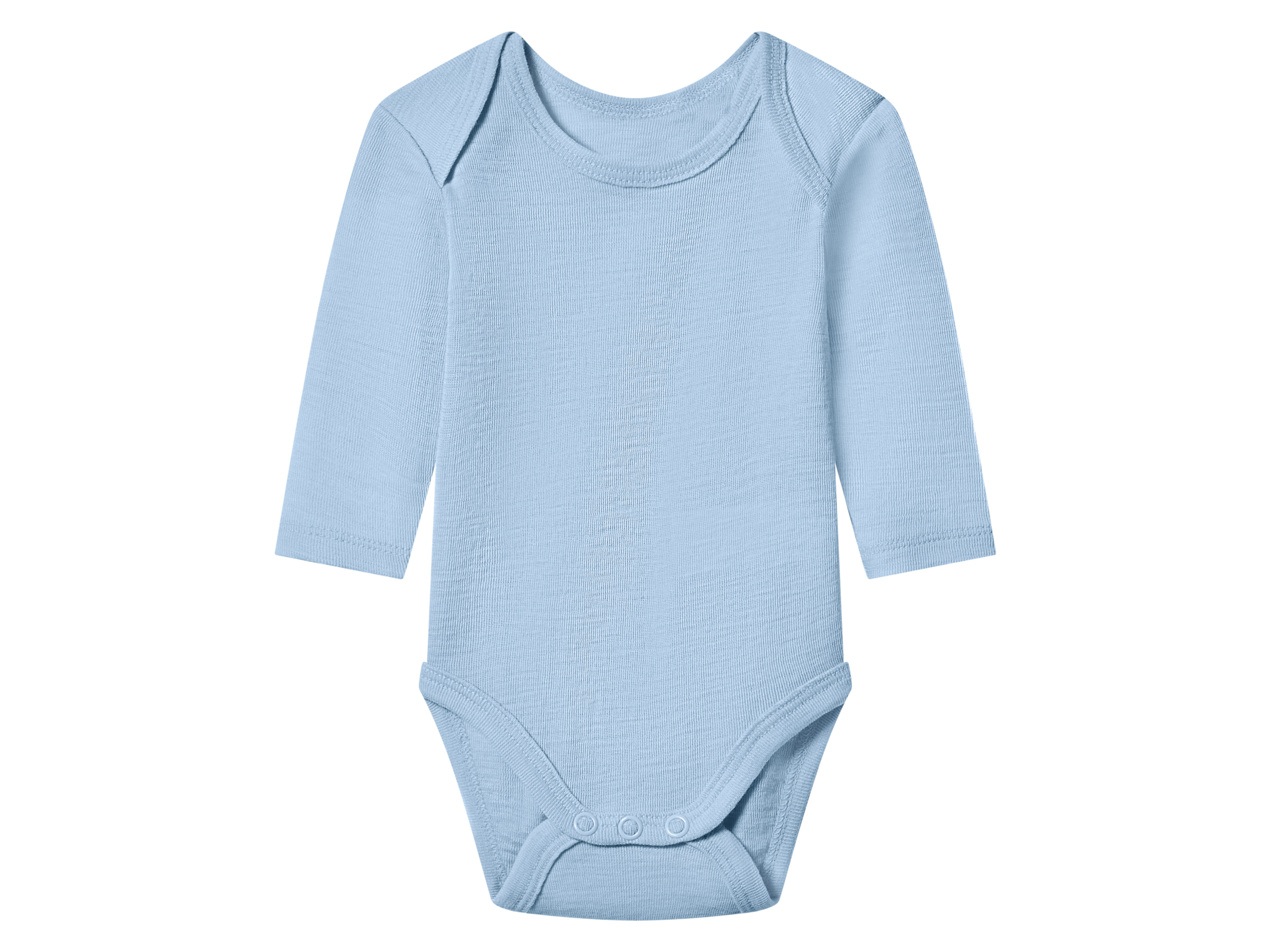 Thumbnail - lupilu® Baby Body langarm Wolle/Seide (Blau, 74/80)