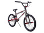 Ein silbernes Freestyle-BMX-Fahrrad der Marke Huffy.