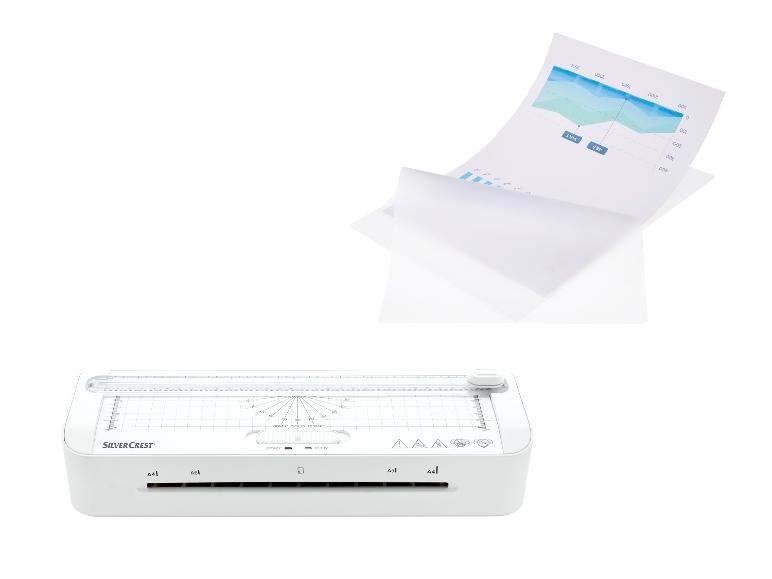 SilverCrest Laminiergerät mit einem Dokument, das ein Diagramm zeigt.