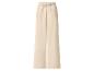 Beige weite Hose mit elastischem Bund und Kordelzug.