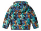 Eine blaue Winterjacke mit Mickey Mouse-Motiv.