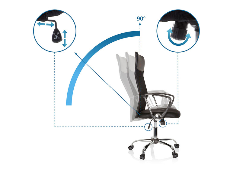 Gehe zu Vollbildansicht: hjh OFFICE Bürostuhl / Chefsessel Schreibtischstuhl ARIA HIGH, schwarz - Bild 4