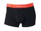 Schwarze Lacoste Boxershorts mit orangefarbenem Bund.