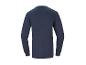 Dunkelblaues Langarm-T-Shirt von hinten auf weißem Hintergrund.