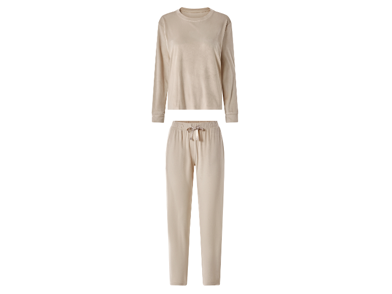 ESMARA® Damen Nicki-Pyjama, langärmliges Oberteil und lange Hose.