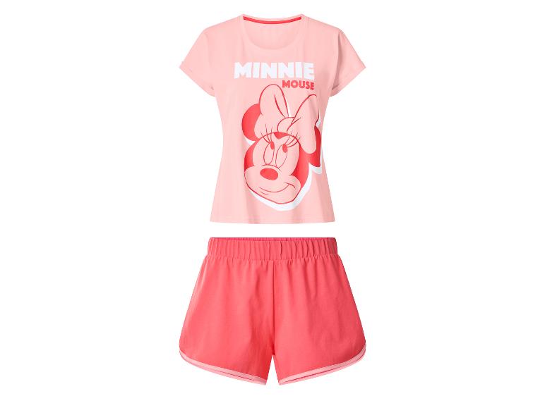 Damen-Pyjama mit hellrosa T-Shirt und Shorts mit Minnie Maus