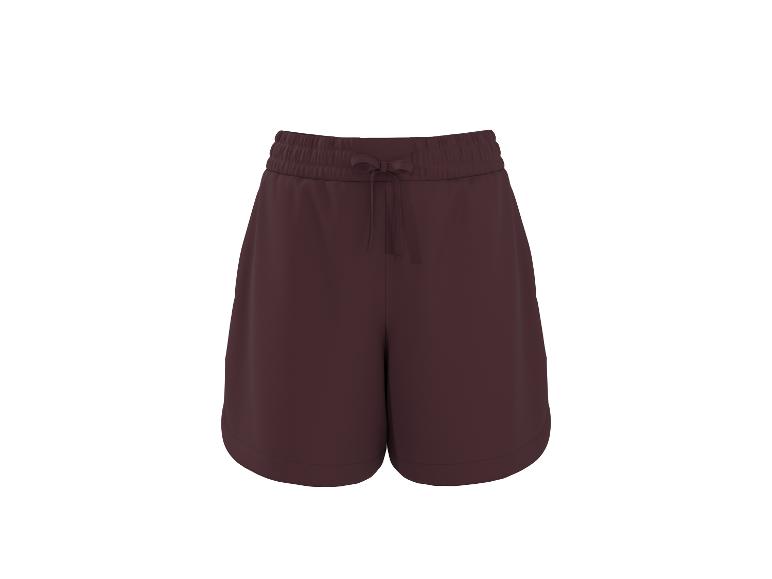 Dunkelrote Damenshorts mit elastischem Bund und Kordelzug.