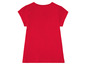 Ein rotes T-Shirt mit kurzen Ärmeln für Mädchen.